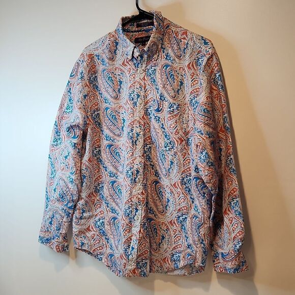 Alan Flusser Paisley Floral Print Button Up Shirt Men's Size Medium EUC NICE!! - Picture 3 of 13